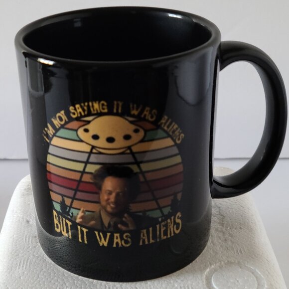 ANCIENT ALIENS GIORGIO TSOUKALOS "IT WAS ALIENS" BLACK CERAMIC COFFEE MUG 11 OZ - Picture 4 of 7